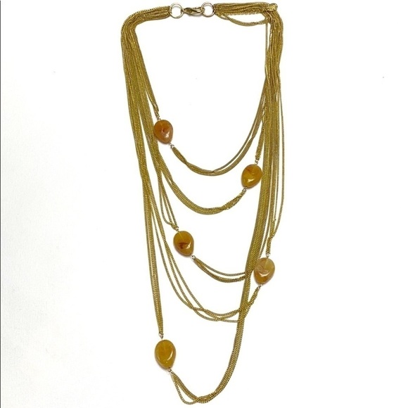 Amrita Singh layered amber color stone necklace - Picture 1 of 4